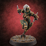 Light Feet, Heavy Edges Elf Blade Dancer E — painted concept preview (miniature supplied unpainted)