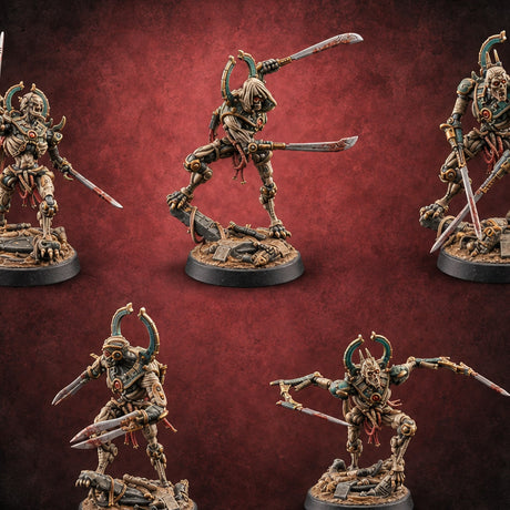 Crescent Crown, Wires Exposed Mummy Cybernetic Blade Warriors — painted concept preview (miniature supplied unpainted)