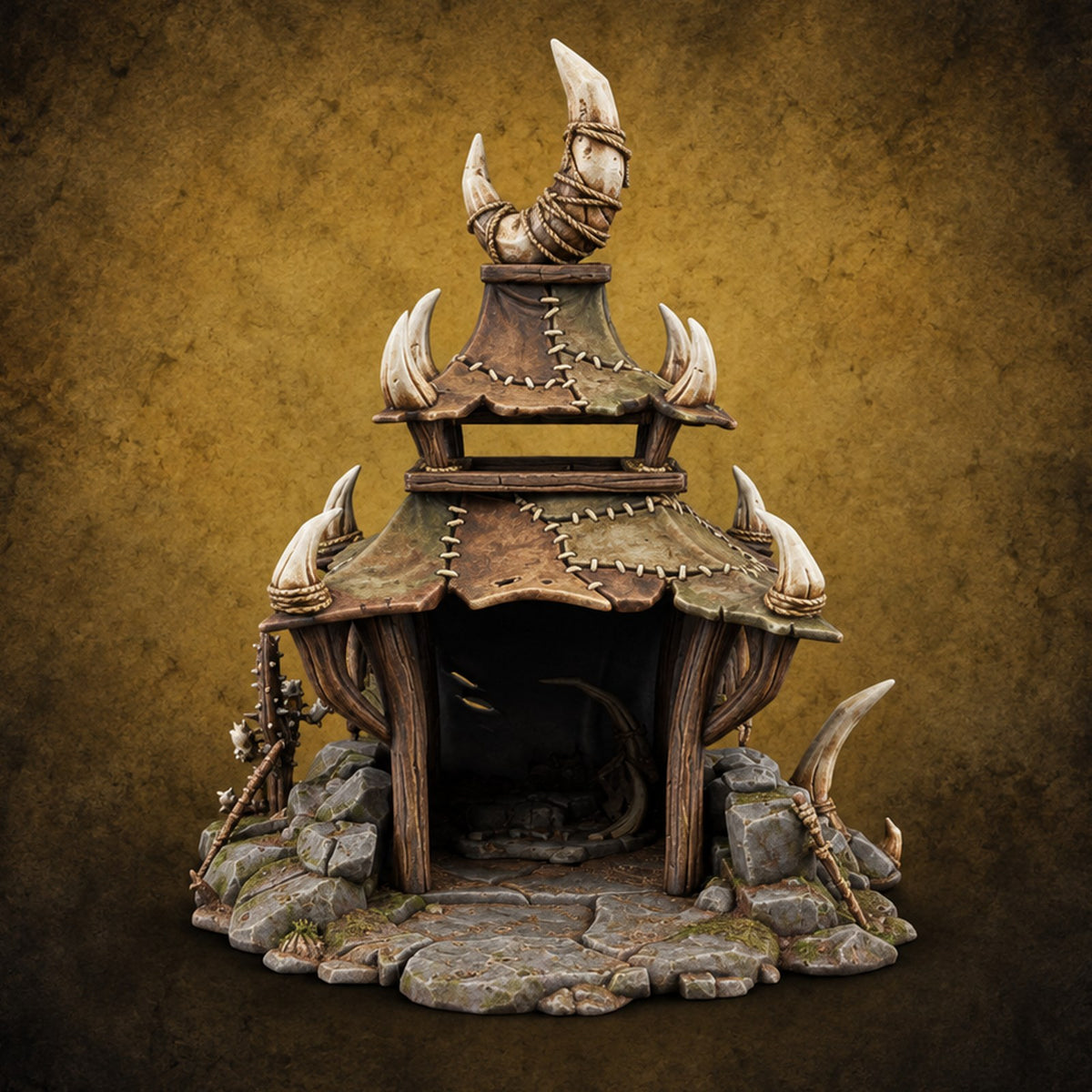 Under Crooked Eaves Orc Hut A — painted concept preview (terrain supplied unpainted)