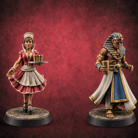 Royal Service, Tips Optional Human Civilians with Drinks — painted concept preview (miniature supplied unpainted)