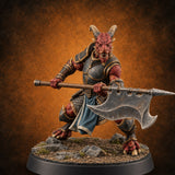 One Grounded, One Gliding Dragonborn Warrior A — painted concept preview (miniature supplied unpainted)