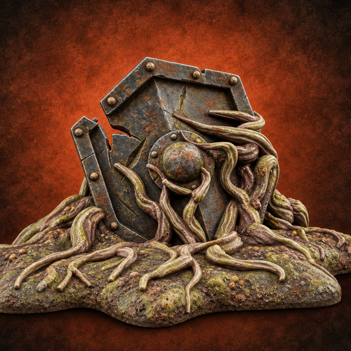 Rot Moved In, Rank and File Fungal Battlefield Terrain Prop C — painted concept preview (terrain supplied unpainted)