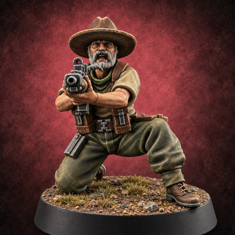 Unhurried Beards, Hurried Aim Human Rifleman in Slouch Hat D — painted concept preview (miniature supplied unpainted)