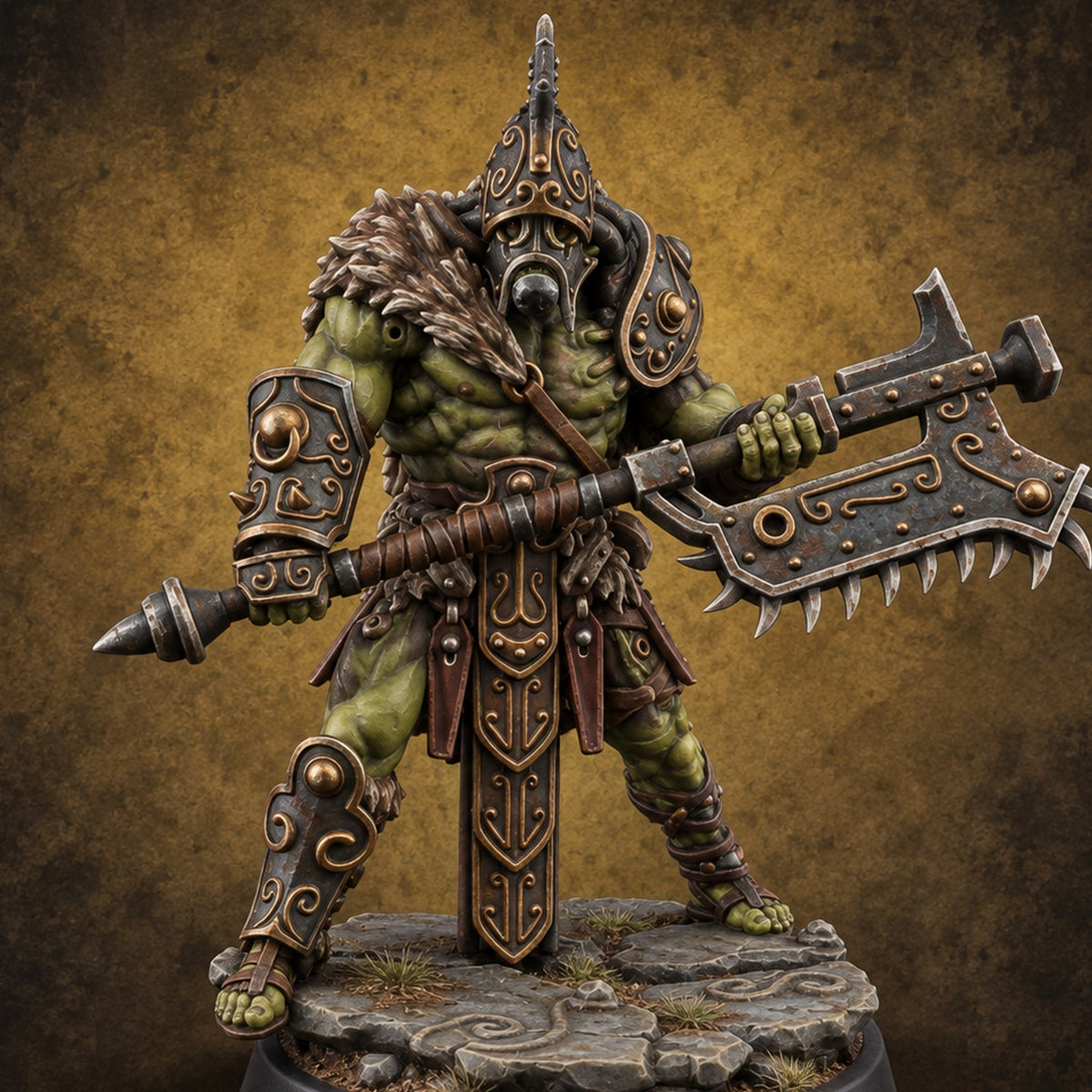 Old Runes, New Firepower Space Orc Heavy Warrior J — painted concept preview (miniature supplied unpainted)