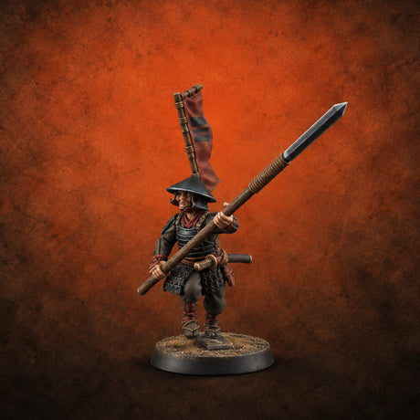 Levelled Spears Human Ashigaru F — painted concept preview (miniature supplied unpainted)