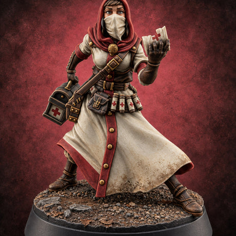 Triage Under Fire Human Battlefield Medic A — painted concept preview (miniature supplied unpainted)