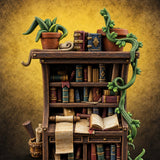 Overstuffed Library Bookshelf A — painted concept preview (terrain supplied unpainted)