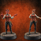 Pit Boss's Orders Tiefling and Human Casino Employees — painted concept preview (miniature supplied unpainted)
