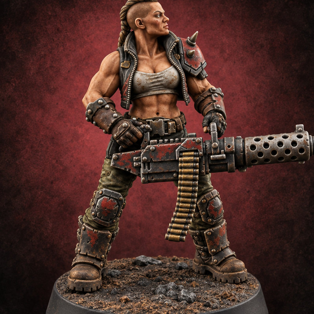 Scorched-Earth Policy Human Raider Gunner C — painted concept preview (miniature supplied unpainted)