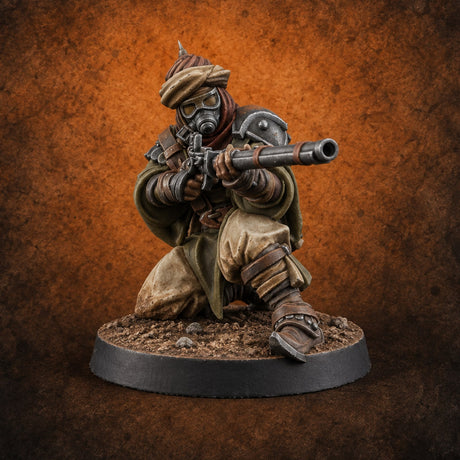 No Breath Breaks Formation Human Gas-Masked Soldier C — painted concept preview (miniature supplied unpainted)