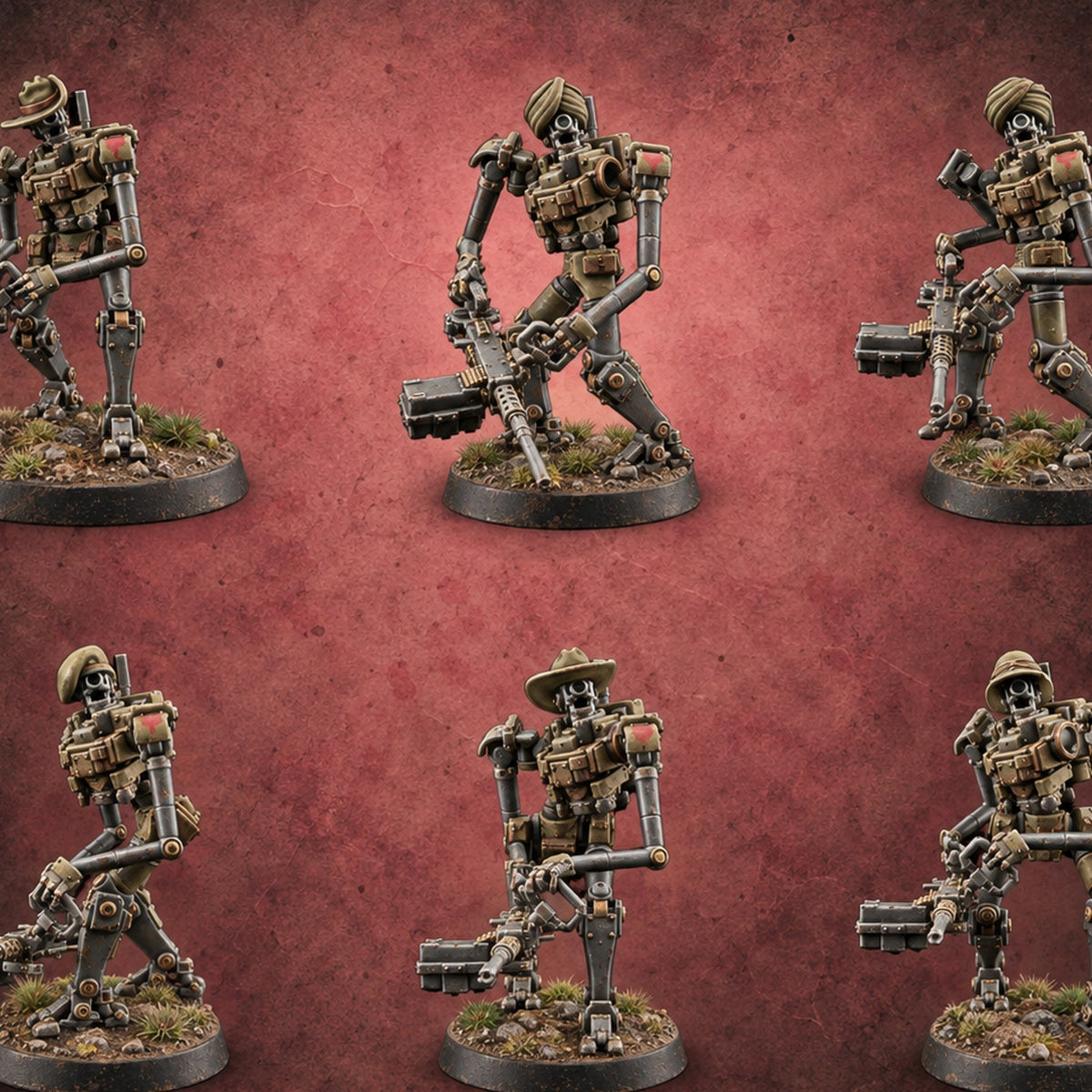 Weapons at the Ready Weird War British Automaton Heavy Machine Gunners — painted concept preview (miniature supplied unpainted)