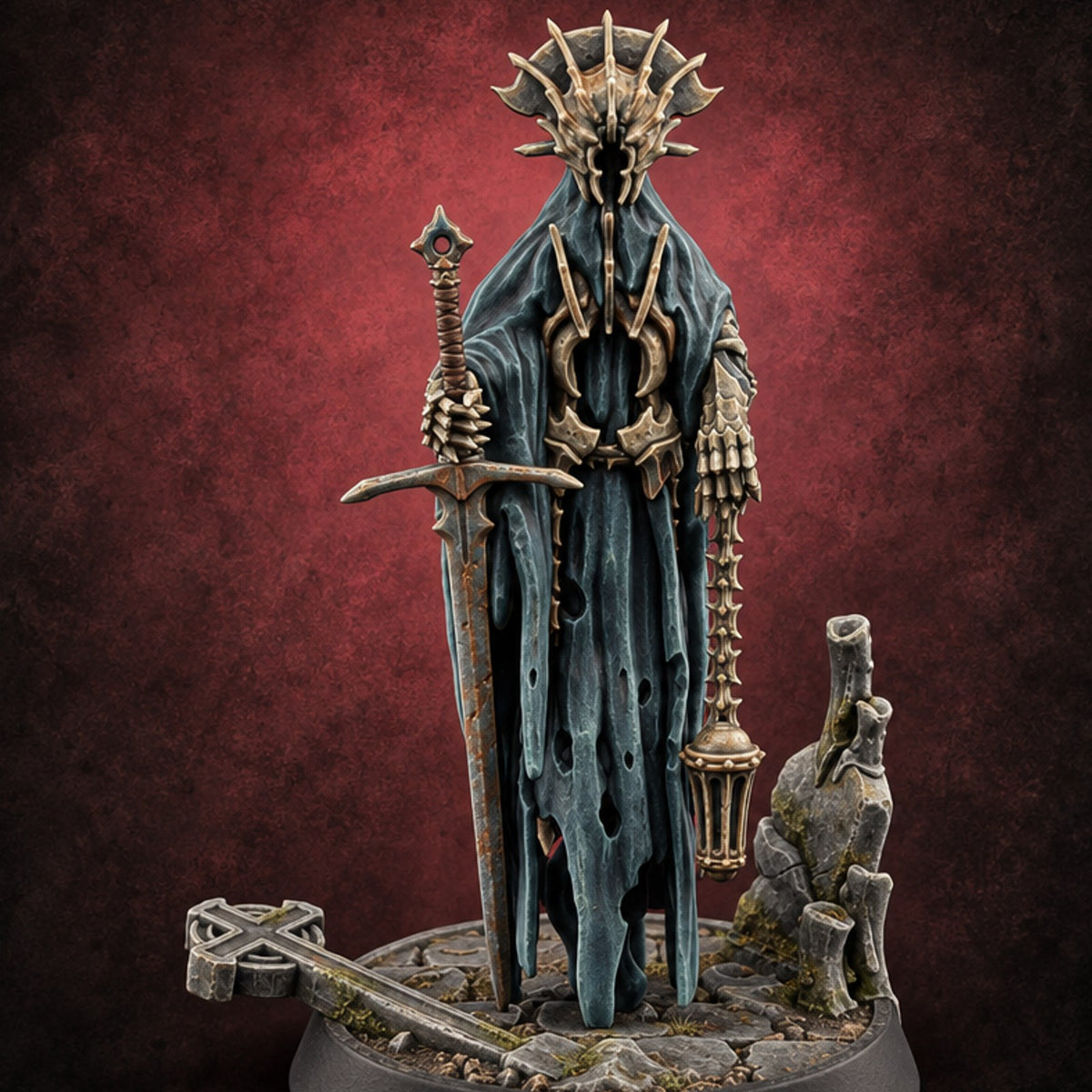 Sleepless Beside the Fallen Cross Wraith Sword Warrior A — painted concept preview (miniature supplied unpainted)