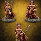 Devilish Footwork Succubi Horned Fiend Dancers with Capes — painted concept preview (miniature supplied unpainted)