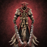 Both Cleavers Down, Nobody Home Human Hooded Cultist with Twin Cleaver Blades — painted concept preview (miniature supplied unpainted)