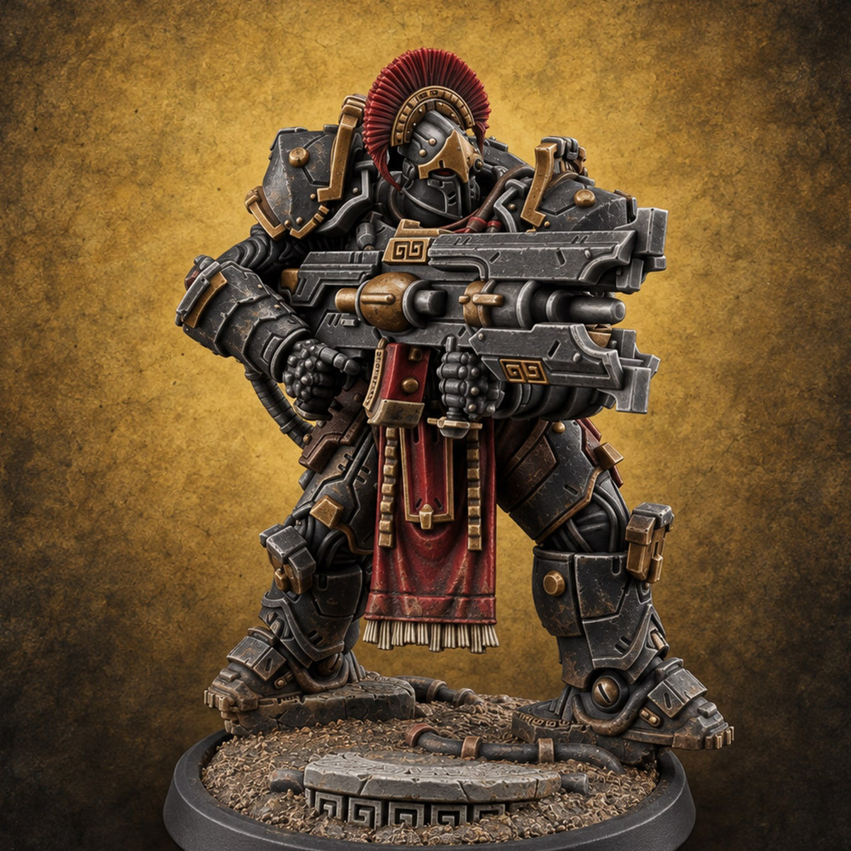Armed to Overwhelm Human Heavy Gunner K — painted concept preview (miniature supplied unpainted)