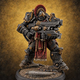 Armed to Overwhelm Human Heavy Gunner K — painted concept preview (miniature supplied unpainted)