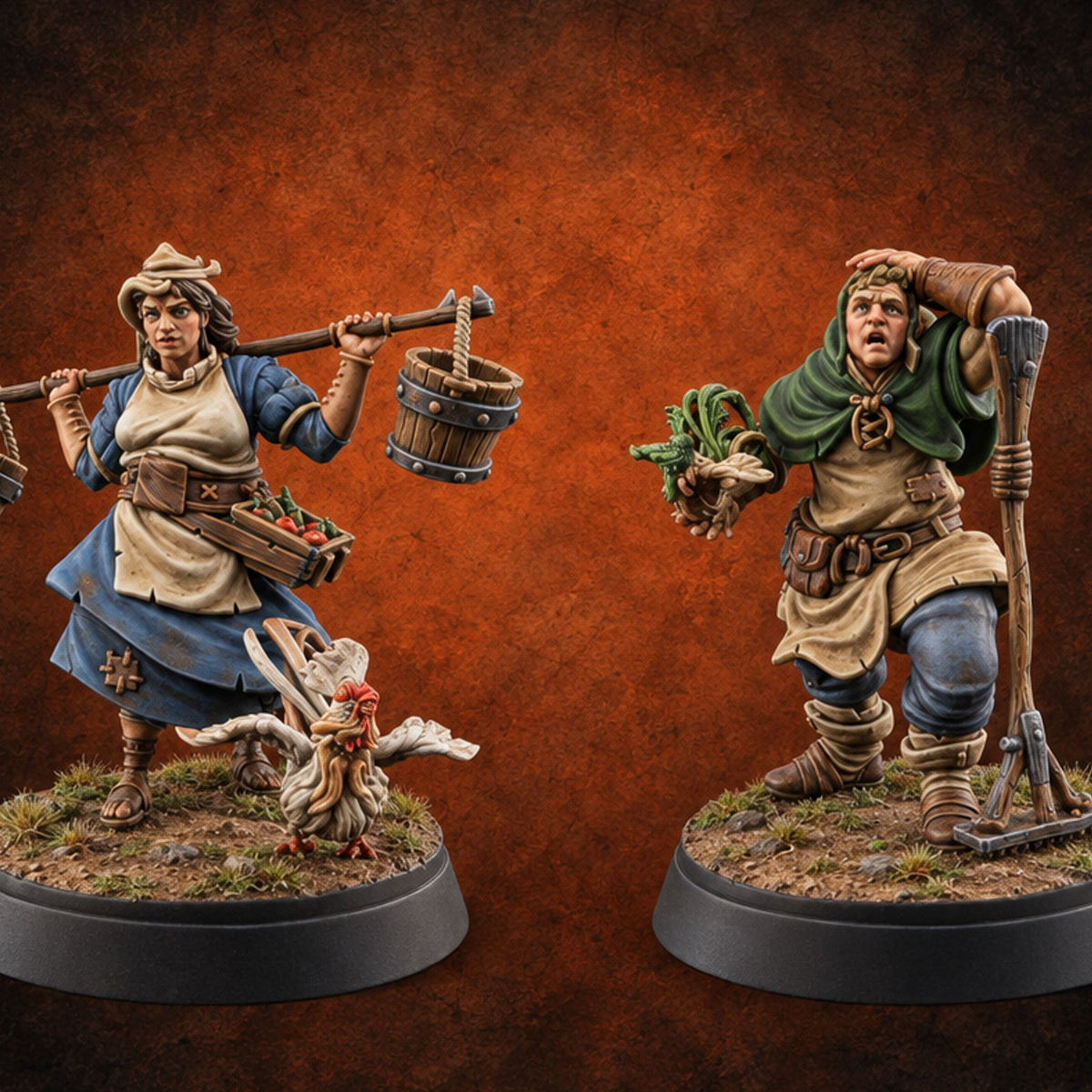 Chores Interrupted by Something Strange Human Farmers — painted concept preview (miniature supplied unpainted)