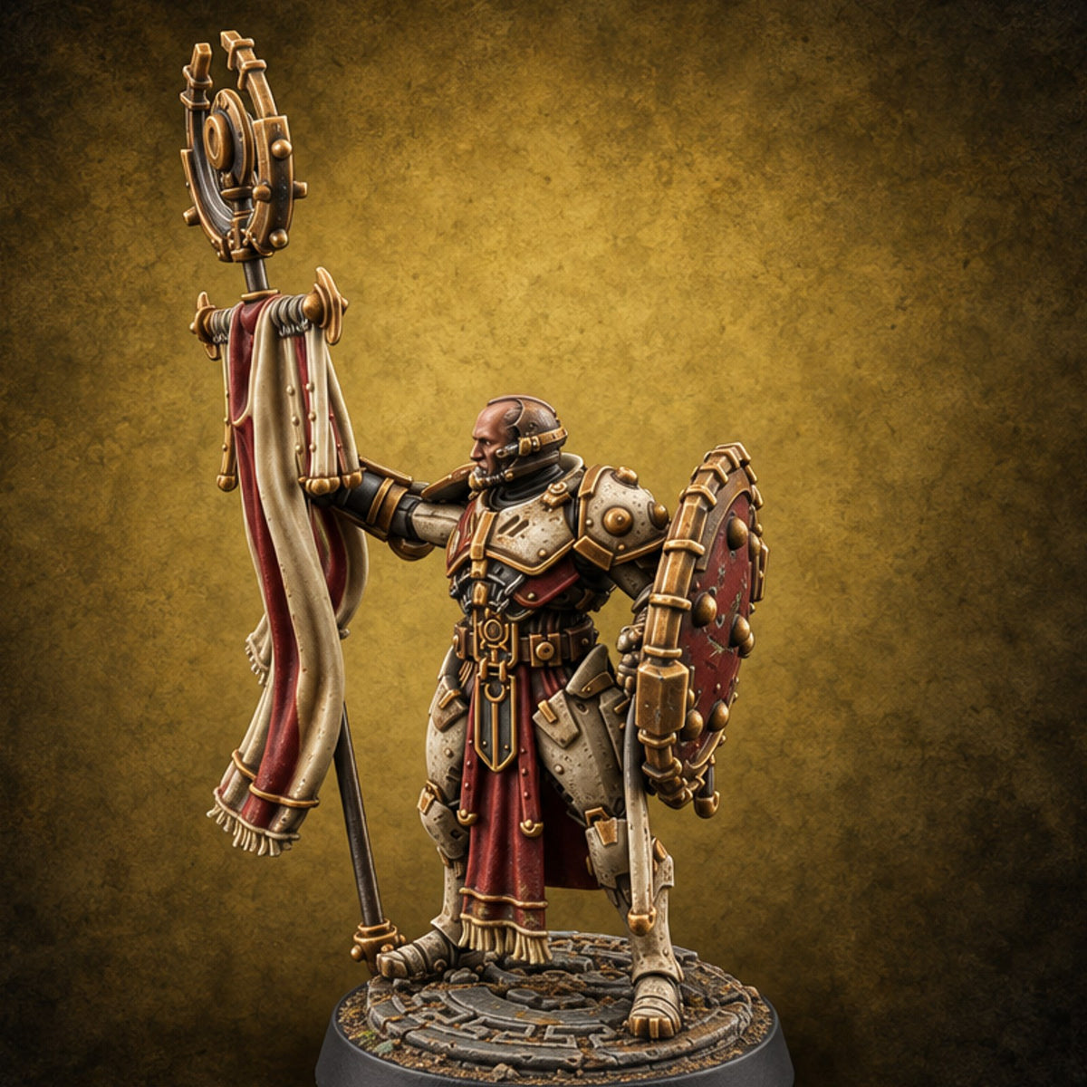Phalanx Holds Past Sunset Human Hoplite Warrior I — painted concept preview (miniature supplied unpainted)