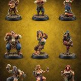 Nobody Leaves Sober Human and Halfling Inn Patrons — painted concept preview (miniature supplied unpainted)