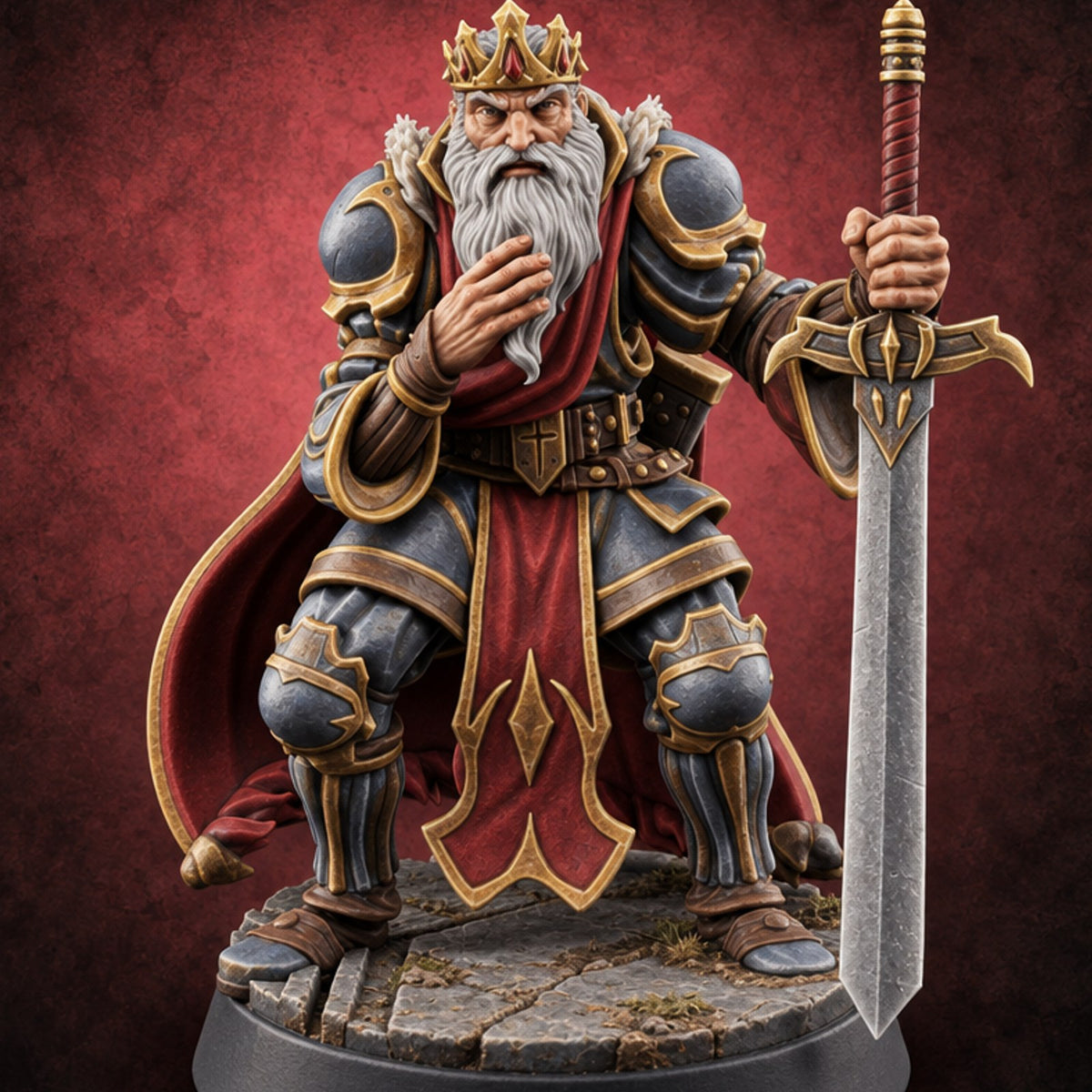 Crowns Heavy, Court Waiting Human King B — painted concept preview (miniature supplied unpainted)