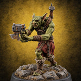 Rocks Underfoot Goblin Warrior A — painted concept preview (miniature supplied unpainted)