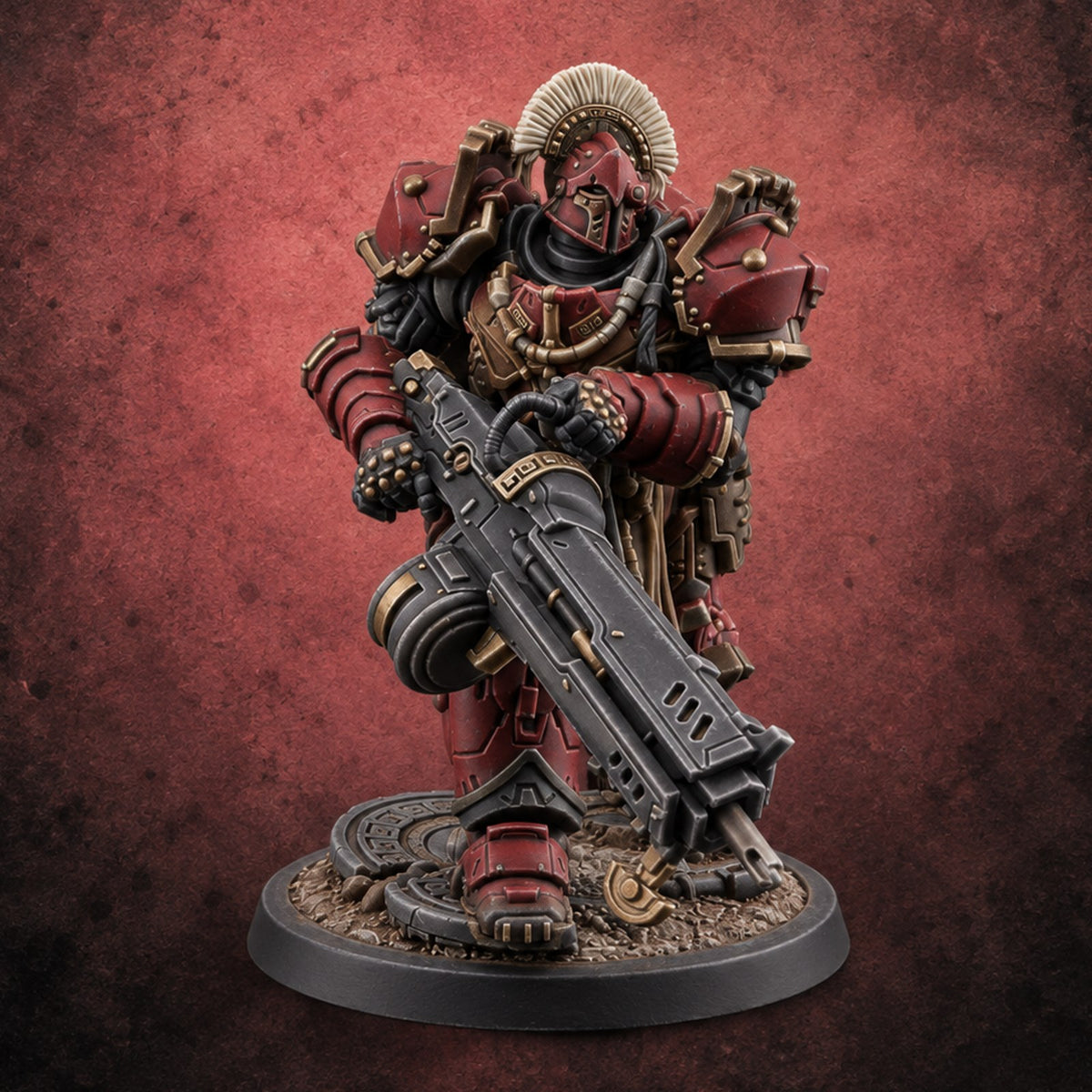 Armed to Overwhelm Human Heavy Gunner D — painted concept preview (miniature supplied unpainted)