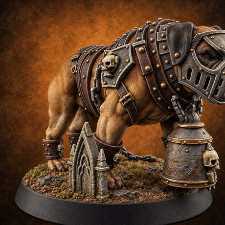 Muzzled for Everyone's Sake Mastiff War Dog — painted concept preview (miniature supplied unpainted)