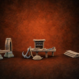 Measure Twice, Moor Once Wooden Boat Builder Workbench — painted concept preview (terrain supplied unpainted)