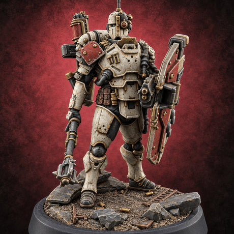 Shield Up, Mace Down Human Shield Soldier — painted concept preview (miniature supplied unpainted)