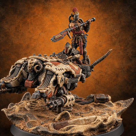 Dust Settles Behind the Pack Human Beast-Bike Rider E — painted concept preview (miniature supplied unpainted)