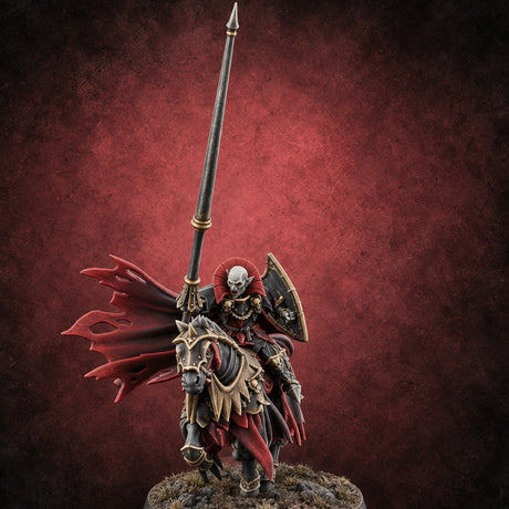 Charging Through Moonrise Vampire Lord on Armoured Horse with Lance and Shield — painted concept preview (miniature supplied unpainted)