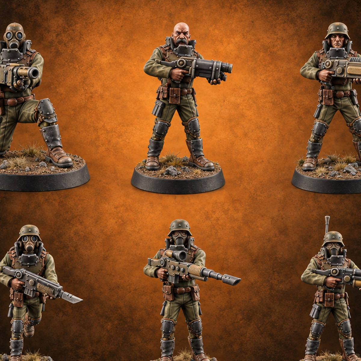 Not Here for Small Talk Human Gas-Masked Sci-Fi Soldiers — painted concept preview (miniature supplied unpainted)