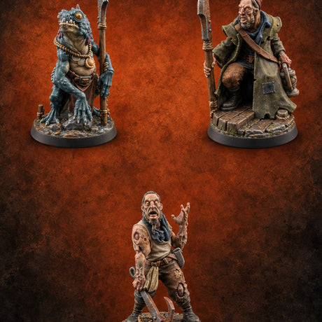Dockside Rumours Have Gills Kuo-toa and Human Fishermen — painted concept preview (miniature supplied unpainted)