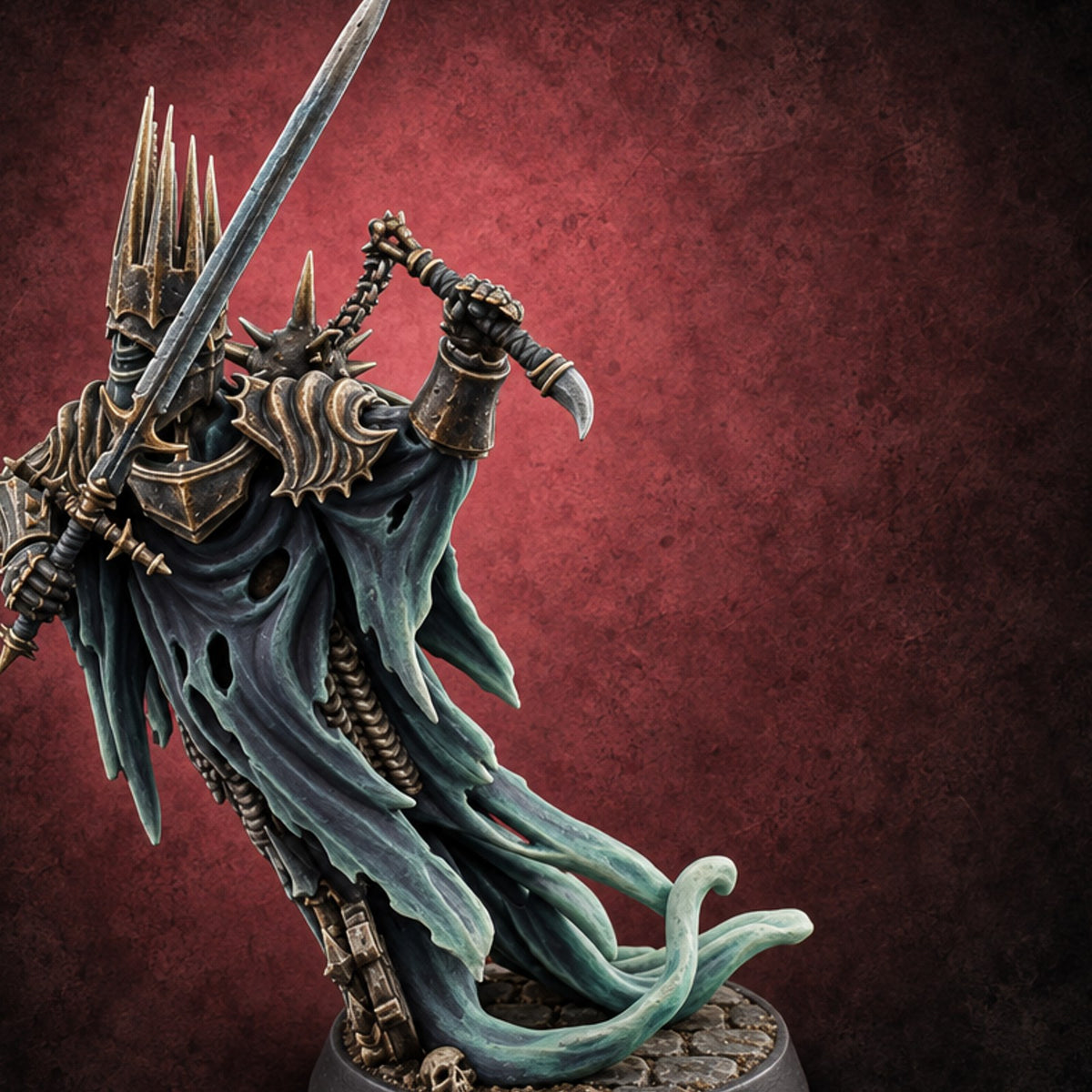 Coronation in Tatters Wraith Sword and Flail King C — painted concept preview (miniature supplied unpainted)