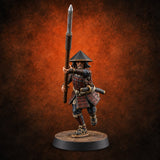 Charging Headlong Human Ashigaru Spearman D — painted concept preview (miniature supplied unpainted)