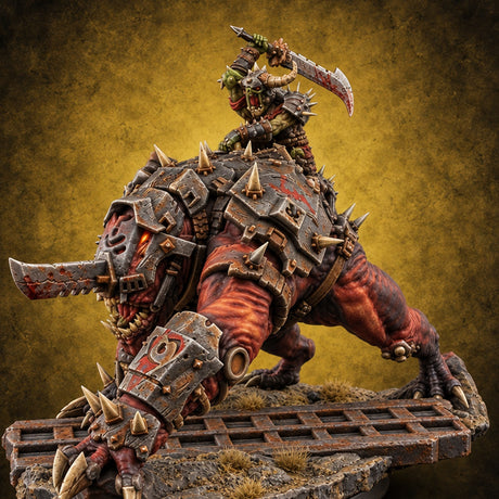 Small Rider, Large Mistake Goblin Rider on Hell Hound E — painted concept preview (miniature supplied unpainted)