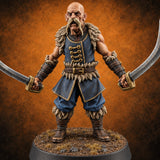 Moustache Waxed, Sabres Drawn Twice Human Dual Sabre Warrior D — painted concept preview (miniature supplied unpainted)