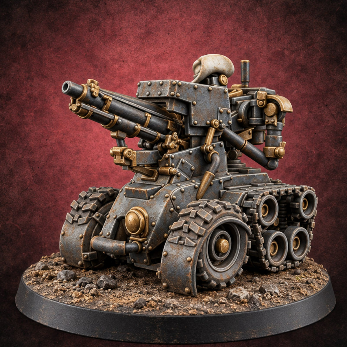 Rolling Into Range Modron Tracked Automaton — painted concept preview (miniature supplied unpainted)