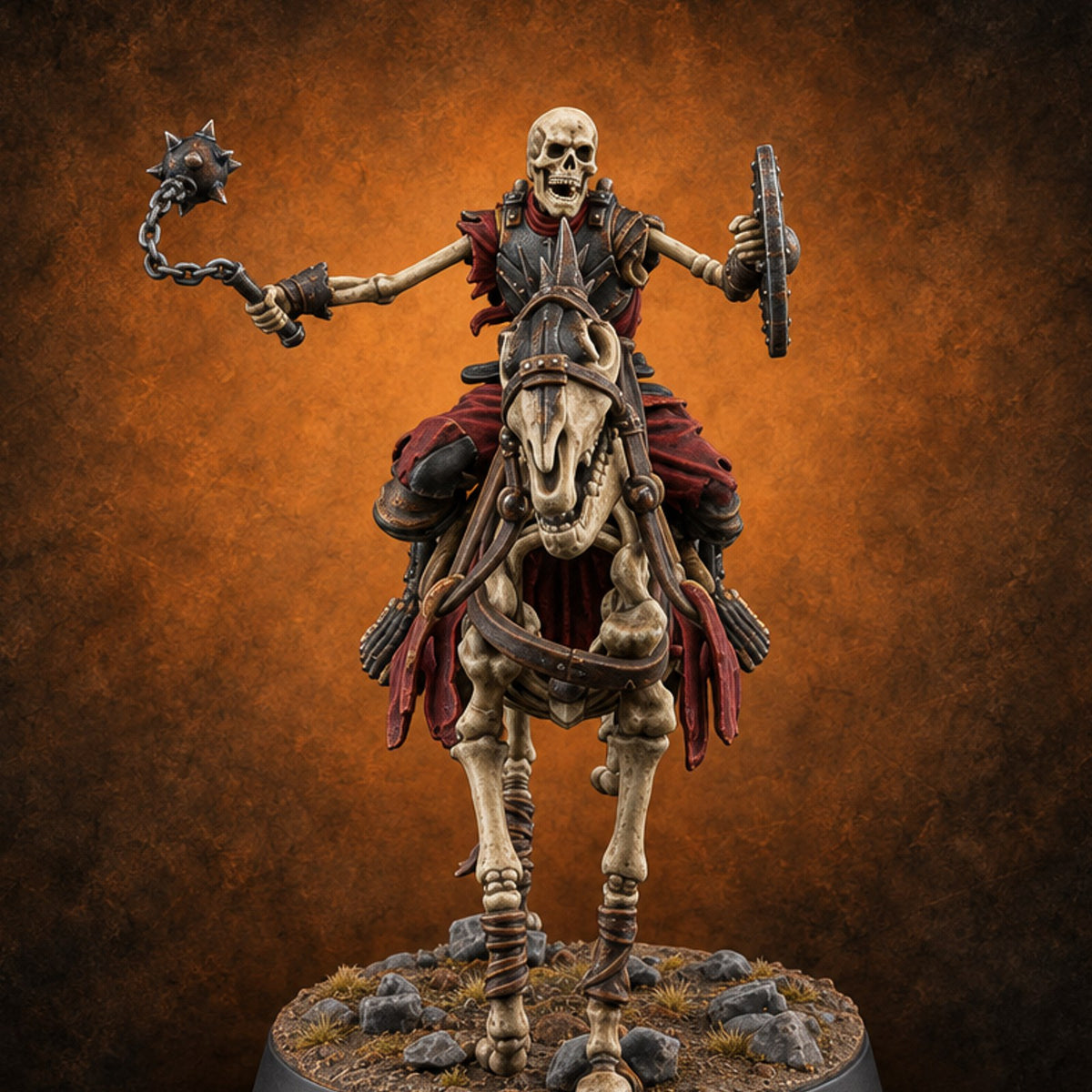 Spiked Ball Swinging, Reins Forgotten Skeleton Rider — painted concept preview (miniature supplied unpainted)