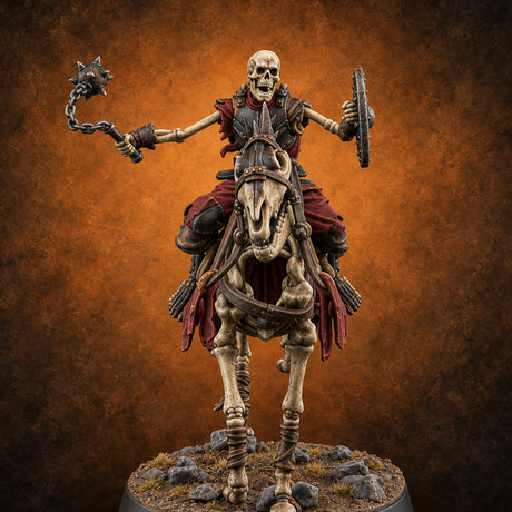 Spiked Ball Swinging, Reins Forgotten Skeleton Rider — painted concept preview (miniature supplied unpainted)