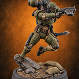 Touchdown Pending, Pistols Up Human Jump Pack Soldier C — painted concept preview (miniature supplied unpainted)