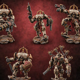 Pilot Light of Faith Warforged Mech Suit Sentinels — painted concept preview (miniature supplied unpainted)