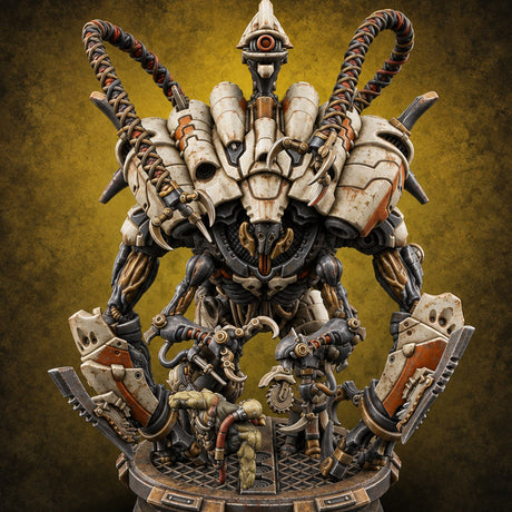 Cable Loops Overhead, Claws Below Retriever Construct Walker C — painted concept preview (miniature supplied unpainted)