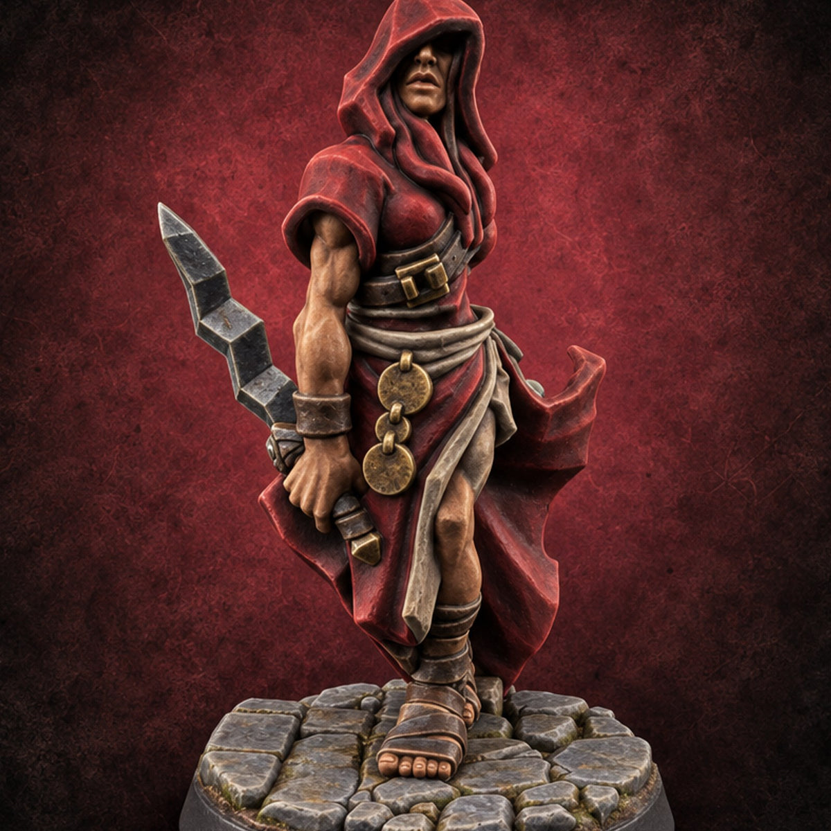 Hoods Low Human Cultist A — painted concept preview (miniature supplied unpainted)