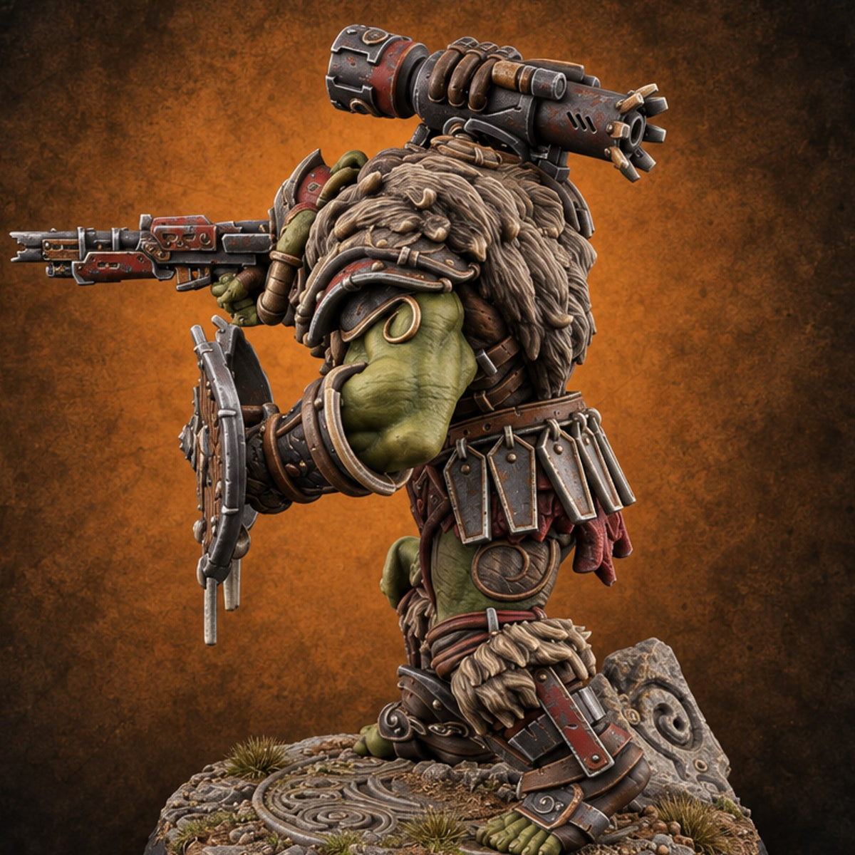 Loud Before They Arrive Orc Heavy Warrior D — painted concept preview (miniature supplied unpainted)