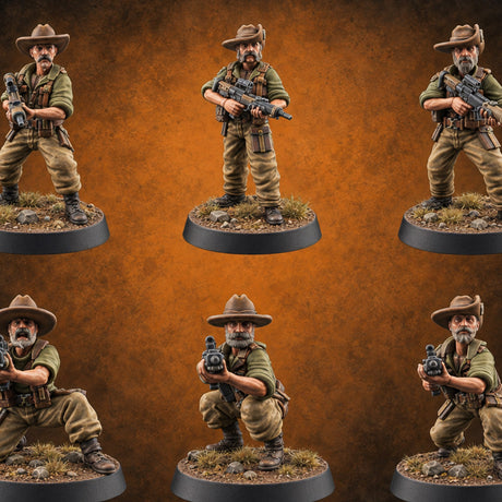Unhurried Beards, Hurried Aim Human Riflemen in Slouch Hats — painted concept preview (miniature supplied unpainted)