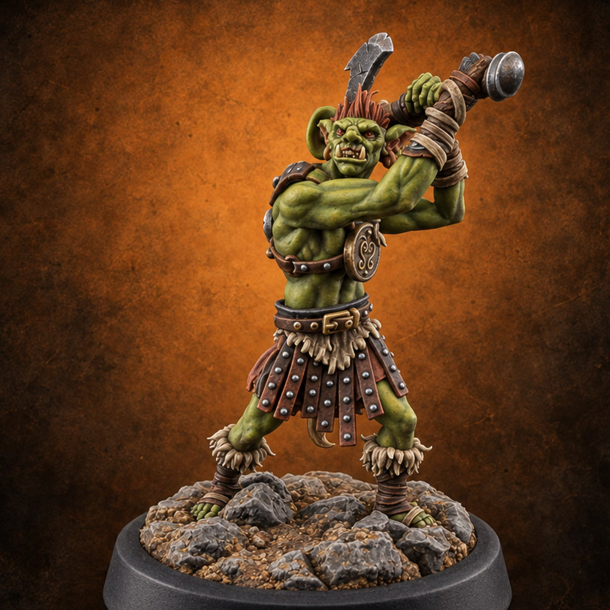 Rocks Underfoot Goblin Warrior C — painted concept preview (miniature supplied unpainted)