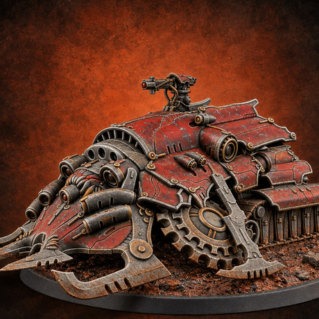 Left a Red Rut Behind Warforged Tracked Assault Automaton — painted concept preview (miniature supplied unpainted)