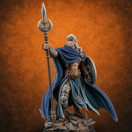 Crescents Guard the Spearpoint Elf Moon Wanderer — painted concept preview (miniature supplied unpainted)
