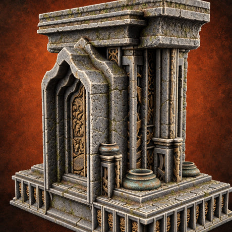 Silence Between the Pillars Gothic Pillared Tomb Shrine — painted concept preview (terrain supplied unpainted)